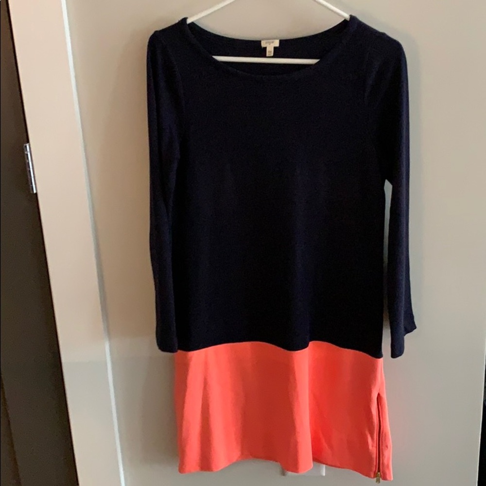 J. Crew Color Block Navy and Hot Pink Dress